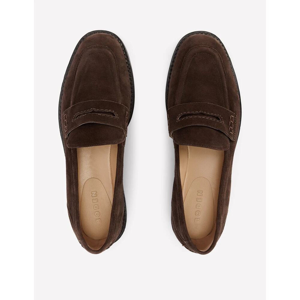 NWOB Boden Nya Penny Loafers Bitter Chocolate Suede 39 / 8 - Picture 5 of 12
